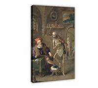 Poster decorativo da parete con frans Francken e la morte e l'avaro di Frans Francken, decorazione artistica da parete, per bar, ristorante, garage, caffetteria, cornice regalo, 50 x 75 cm