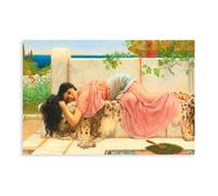 Poster decorativo da parete con John William Godward, con scritta in lingua inglese "When The Heart Is Young", per bar, ristorante, garage, caffetteria, idea regalo, senza cornice, 50 x 75 cm