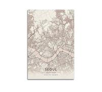 Poster decorativo da parete con mappa della città di Seoul Corea del Sud, poster decorativo su tela, stampa artistica moderna per camera da letto, per camera da letto, 50 x 75 cm