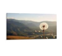 Poster decorativo da parete con paesaggio autunnale, denti di leone nel vento, arte da parete su tela incorniciata per bagno camera dei bambini, divertenti opere d'arte autunnali di montagna, regali