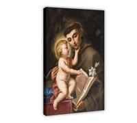 Poster decorativo da parete con Sant'Antonio di Padova, per famiglie, bar, ristoranti, garage, caffetterie, con cornice regalo, 40 x 60 cm