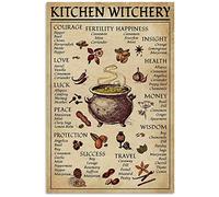 Poster decorativo da parete con scritta "Spice and Cooking Herbs Witchcraft Witch World", 20 x 30 cm
