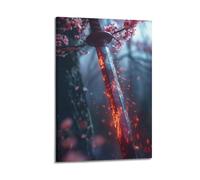 Poster decorativo da parete con spada samurai, poster decorativo da parete su tela, stampa moderna, per camera da letto, 30 x 45 cm