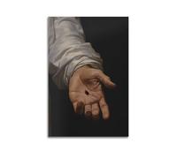 Poster decorativo da parete con stampa artistica su tela con immagine di Gesù Cristo che raggiunge la mano di Gesù, pittura ad acquerello, poster decorativo moderno per la camera da letto, 50,8 x 76,2