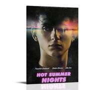 Poster decorativo da parete con stampa artistica su tela, stampa artistica da parete con motivo "Hot Summer Nights", per soggiorno, camera da letto, 50 x 75 cm, con cornice
