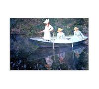 Poster decorativo da parete di Claude Monet Famous Prints In The Norvegienne Boat at Giverny Art Wall Decoration Poster Family Bar Restaurant Garage Cafe Art Sign Gift Unframe 40,6 x 61 cm