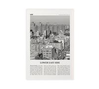 Poster decorativo da parete in bianco e nero con mappa della città di New York, motivo "Lower East Side", poster decorativo da parete, per casa, bar, ristorante, garage, caffetteria, idea regalo, 50 x