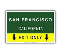 Poster decorativo da parete in metallo con scritta "San Francisco California Exit Highway State City", 20 x 30 cm