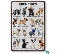Poster decorativo da parete in metallo, motivo: bulldog francese, conoscenza degli animali, per la scuola, la cameretta dei bambini, 20,3 x 30,5 cm