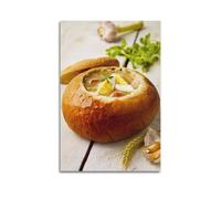 Poster decorativo da parete in stile polacco con zuppa in ciotola per il pane, poster da parete su tela e decorazione moderna per la camera da letto, 40 x 60 cm
