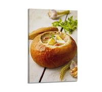 Poster decorativo da parete in stile polacco con zuppa in ciotola per il pane, poster da parete su tela e decorazione moderna per la camera da letto (60 x 90 cm)