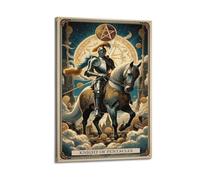 Poster decorativo da parete su tela con arcani minori e potenti pentacoli di cavaliere in armatura completa, decorazione moderna per la camera da letto, 40 x 60 cm