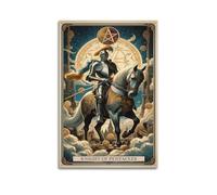 Poster decorativo da parete su tela con arcani minori e potenti pentacoli di cavaliere in armatura completa, decorazione moderna per la camera da letto, 30 x 45 cm