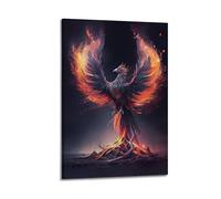 Poster decorativo da parete su tela con fenice fantasy tra le fiamme e decorazione moderna per camera da letto, 60 x 90 cm