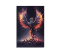 Poster decorativo da parete su tela con fenice fantasy tra le fiamme e decorazione moderna per camera da letto, 40 x 60 cm