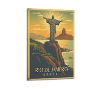 Poster decorativo da parete su tela con immagine di una famiglia moderna, poster con illustrazione retrò, statua di Cristo di Rio De Janeiro, 20 x 30 cm, con cornice