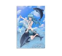 Poster decorativo da parete su tela con stampa artistica moderna per camera da letto, 40 x 60 cm, con scritta in inglese "That Time I Got Reincarnated As A Slime, Rimuru and the Dolphin"