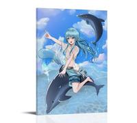 Poster decorativo da parete su tela con stampa artistica moderna per camera da letto e camera da letto, motivo: "That Time I Got Reincarnated As A Slime, Rimuru and the Dolphin" (60 x 90 cm)