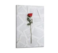 Poster decorativo da parete su tela con una rosa rossa su pagine del libro, poster decorativo da parete e decorazione moderna per la camera da letto, 40 x 60 cm