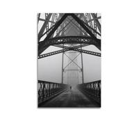 Poster decorativo da parete su tela, motivo: ciclista che attraversa il ponte, poster decorativo moderno per camera da letto, per camera da letto, 40 x 60 cm