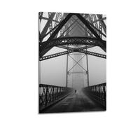 Poster decorativo da parete su tela, motivo: ciclista che attraversa il ponte, poster decorativo moderno per camera da letto, per camera da letto, 60 x 90 cm