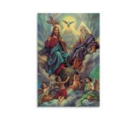 Poster decorativo da parete su tela, motivo: Gesù Padre e figlio e spirito santo, stampa moderna, per camera da letto, per la famiglia (30 x 45 cm)