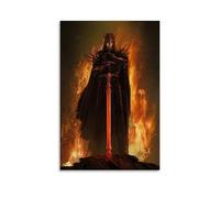 Poster decorativo da parete su tela, motivo "Il re strega e la bestia caduta", classico film fantasy epico e fantasy con fiamme del giorno del giudizio, poster decorativo per camera da letto, 60 x 90