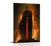 Poster decorativo da parete su tela, motivo "Il re strega e la bestia caduta", classico film fantasy epico e fantasy con fiamme del giorno del giudizio, poster decorativo per camera da letto, 50 x 75