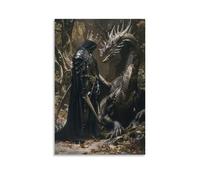 Poster decorativo da parete su tela, motivo "Il Re Stregone e la Bestia caduta", stile classico epico fantasy, poster decorativo da parete, poster decorativo per camera da letto, 20 x 30 cm