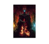 Poster decorativo da parete su tela, motivo "Il Re Stregone e la Bestia Caduta", stile classico epico fantasy con spada fiammeggiante, poster decorativo per camera da letto, 40 x 60 cm