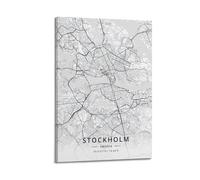 Poster decorativo da parete su tela, motivo: mappa dei viaggi, Stoccolma, Svezia, stampa moderna, per camera da letto, 20 x 30 cm