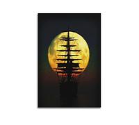 Poster decorativo da parete su tela, motivo: pirati con luna di sangue, poster decorativo moderno per camera da letto, 50 x 75 cm