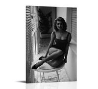 Poster decorativo da parete su tela, motivo: Sophia Loren at Her Home Italia 1955, poster decorativo moderno per la camera da letto, per la camera da letto (60 x 90 cm)