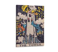 Poster decorativo da parete su tela, motivo: Torre degli Arcani Maggiori Classici Tarocchi Maggiori e Moderna Decorazione per Camera da Letto 50 x 75 cm