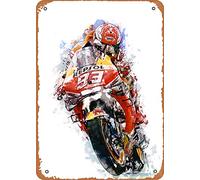 Poster decorativo in latta con segno sportivo Marc Marquez, 20,3 x 30,5 cm