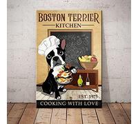 Poster decorativo in metallo con cane Boston Terrier, 20,3 x 30,5 cm