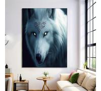 Poster Decorativo,Poster Estetico Bianco Il Misterioso Lupo Bianco,Parete Arte Murale Animali Realistici Decorazione Da Parete Per Bagno Casa Toilette 50X70Cm Quadri Moderni Per La Casa