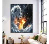 Poster Decorativo,Poster Estetico In Bianco E Nero Leopardo E Leone,Parete Arte Murale Animali Fantastici Decorazione Da Parete Per Bagno Casa Toilette 70X100Cm Quadri Moderni Per La Casa