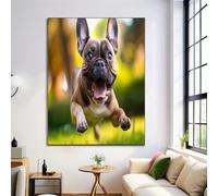 Poster Decorativo,Poster Estetico Marrone-Verde Bulldog Del Sole,Parete Arte Murale Animali Naturali Decorazione Da Parete Per Bagno Casa Toilette 40X50Cm Quadri Moderni Per La Casa