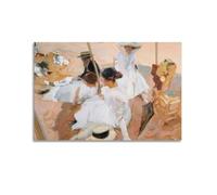 Poster decorativo su tela con Joaquin Sorolla Y Bastida Unter Der Markise Am Strand in Zarautz, decorazione artistica da parete per soggiorno e camera da letto, 30 x 45 cm