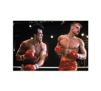 Poster decorativo su tela con stampa artistica di Sylvester Stallone e Dolph Lundgren in Rocky IV, poster decorativo da parete su tela, poster decorativo per camera da letto, 20 x 30 cm