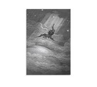 Poster decorativo su tela da parete di Satana dal Paradiso Lost by Gustave Dore, 30 x 45 cm
