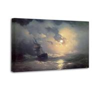 Poster decorativo su tela di Ivan Aivazovsky, tempesta sul mare di notte, poster decorativo da parete e stampa artistica moderna per camera da letto, poster decorativo per camera da letto, 20 x 30 cm