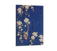 Poster decorativo su tela, motivo: Ukiyo-e pittore, Katsushika Hokusai Bouvreuil Et Cerisier Pleureur En Fleur, poster da parete, 20 x 30 cm