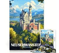 Poster del Castello di Neuschwanstein, puzzle da 1000 pezzi per adulti, gioco intelligente, rilassante, divertente, da assemblare, regalo elegante (38x52cm)
