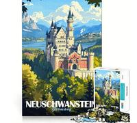 Poster del Castello di Neuschwanstein, puzzle da 1000 pezzi per adulti, gioco intelligente, rilassante, divertente, da assemblare, regalo elegante (38x52cm)