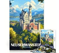Poster del Castello di Neuschwanstein, puzzle da 1000 pezzi per adulti, per rafforzare la memoria, rilassarsi, qualità, regalo di compleanno (38x26cm)