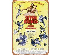 Poster del film Seven Brides for Seven Brothers 1954, look vintage, decorazione artistica da parete in metallo per casa, cucina, negozio, club, bar, pub, decorazione da parete in metallo, 30,5 x 20,3