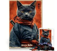 Poster del Gatto Ninja, puzzle difficile per adulti, 1000 pezzi, gioco di logica, semplice e divertente, taglio di precisione, regalo di Natale (38x26cm)