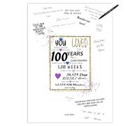 Poster del libro degli ospiti per 100° compleanno, decorazione centrotavola per donne o uomini che compiranno 100 anni, alternativa al libro degli ospiti, formato A3, cartello ricordo per anniversario